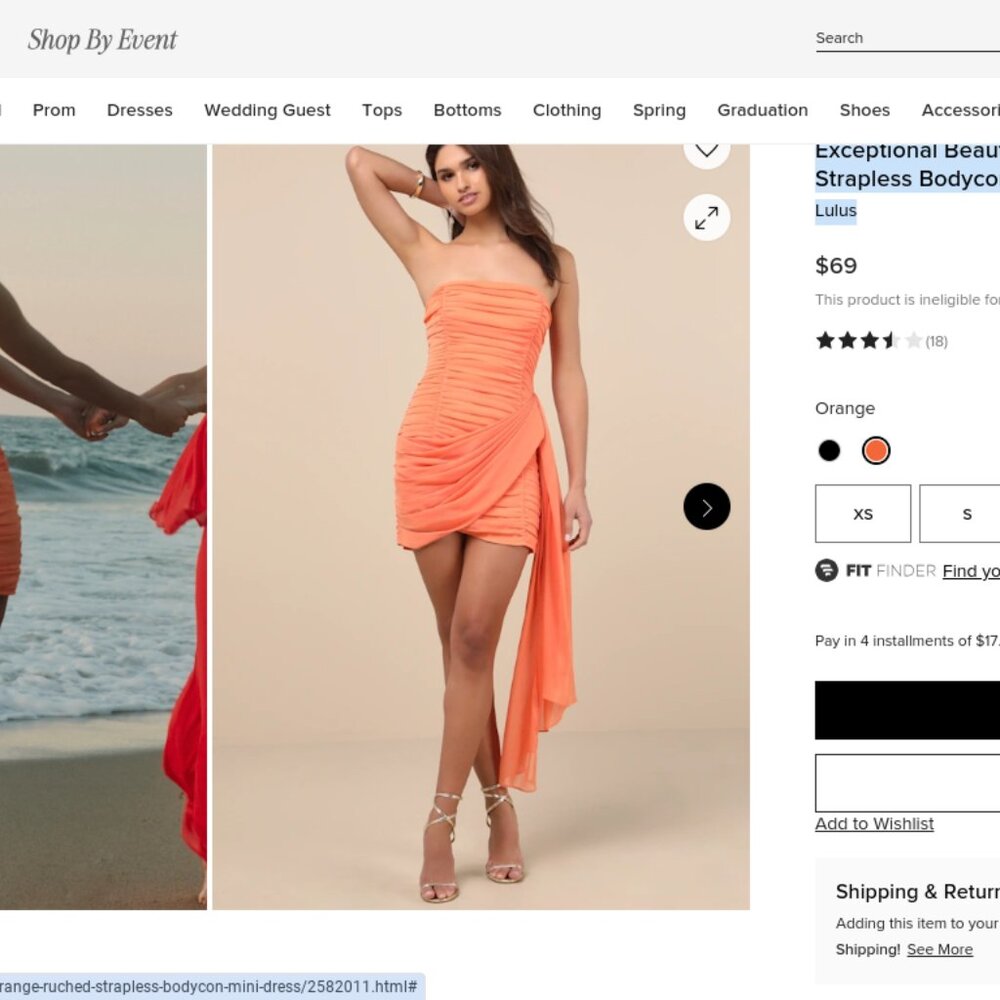 Lulus Exceptional Beauty Orange Ruched Strapless Bodycon Mini Dress - Size XS - Picture 3 of 8